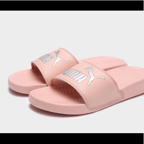 light pink puma slides